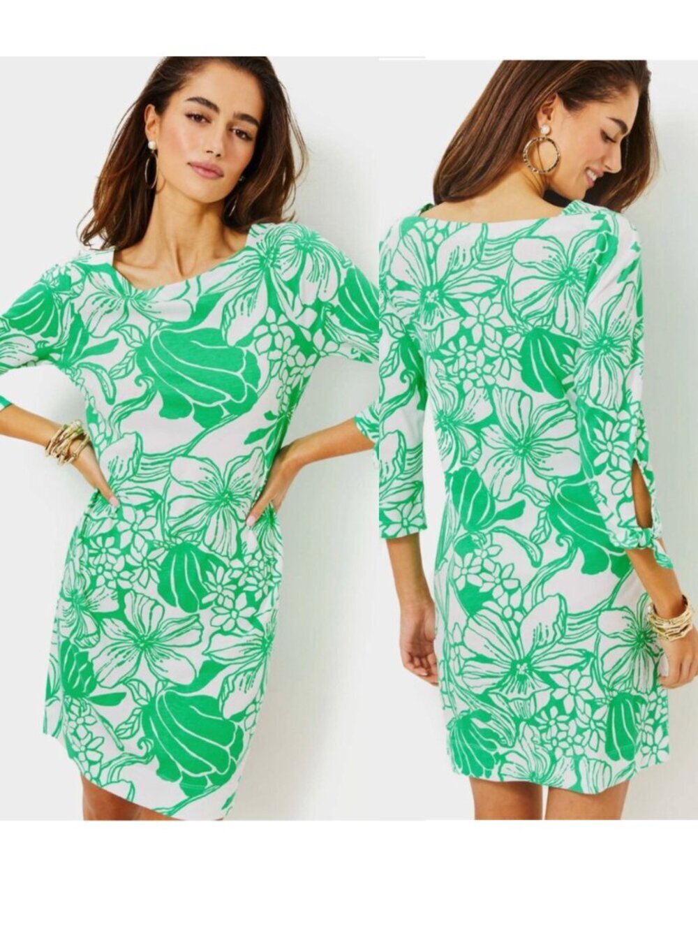 NWOT Lilly Pulitzer Lidia 3/4 Sleeve Boatneck Spearmint Oversized Kiss My Tulips
